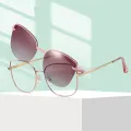 Cat-eye - Cat-eye Black/Gold Clip On Sunglasses for Women